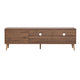 TV Media Cabinet | Fluted Glass Doors | 2 Drawers | Walnut Brown 71"