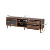 TV Media Cabinet | Fluted Glass Doors | 2 Drawers | Walnut Brown 71"