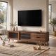 TV Media Cabinet | Fluted Glass Doors | 2 Drawers | Walnut Brown 71"