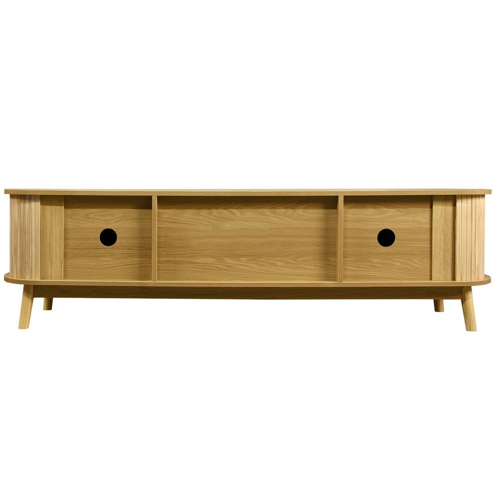 Vayu TV Media Cabinet | 2 Sliding Doors | 2 Drawers | Natural Brown 67"