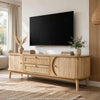 Vayu TV Media Cabinet | 2 Sliding Doors | 2 Drawers | Natural Brown 67"