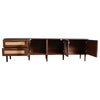 TV Media Cabinet w LED | Music Mode | Arch Glass Doors | Dark Brown 71"