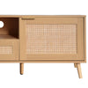 Yumi TV Media Cabinet | Rattan Doors w Drawers | Natural Brown 79"