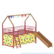 Zeso Kids Twin Loft Bed | House Design | Slide and Curtain | Gold and Red