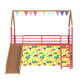 Zeso Kids Twin Loft Bed | House Design | Slide and Curtain | Gold and Red