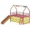 Zeso Kids Twin Loft Bed | House Design | Slide and Curtain | Gold and Red