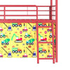 Zeso Kids Twin Loft Bed | House Design | Slide and Curtain | Gold and Red