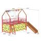 Zeso Kids Twin Loft Bed | House Design | Slide and Curtain | Gold and Red