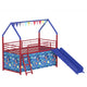 Zeso Kids Twin Loft Bed | House Design | Navy Blue and Red | Slide and Curtain