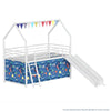 Zeso Kids Twin Loft Bed | House Design | Blue and White | Slide and Curtain
