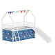 Zeso Kids Twin Loft Bed | House Design | Blue and White | Slide and Curtain