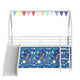 Zeso Kids Twin Loft Bed | House Design | Blue and White | Slide and Curtain
