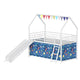 Zeso Kids Twin Loft Bed | House Design | Blue and White | Slide and Curtain