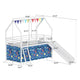 Zeso Kids Twin Loft Bed | House Design | Blue and White | Slide and Curtain