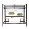 Eso Full Over Twin Bunk Bed | Desk | Storage Shelves | Black Metal| Cinnamon Oak