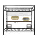 Eso Full Over Twin Bunk Bed | Desk | Storage Shelves | Black Metal| Cinnamon Oak