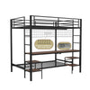 Eso Full Over Twin Bunk Bed | Desk | Storage Shelves | Black Metal| Cinnamon Oak