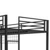 Eso Full Over Twin Bunk Bed | Desk | Storage Shelves | Black Metal| Cinnamon Oak