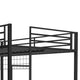Eso Full Over Twin Bunk Bed | Desk | Storage Shelves | Black Metal| Cinnamon Oak