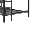Eso Full Over Twin Bunk Bed | Desk | Storage Shelves | Black Metal| Cinnamon Oak