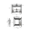 Eso Full Over Twin Bunk Bed | Desk | Storage Shelves | Black Metal| Cinnamon Oak