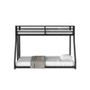 Ady Twin Over Full Bunk Bed | Ladder and Guardrails | Black Metal Frame