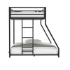 Ady Twin Over Full Bunk Bed | Ladder and Guardrails | Black Metal Frame