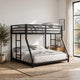 Ady Twin Over Full Bunk Bed | Ladder and Guardrails | Black Metal Frame