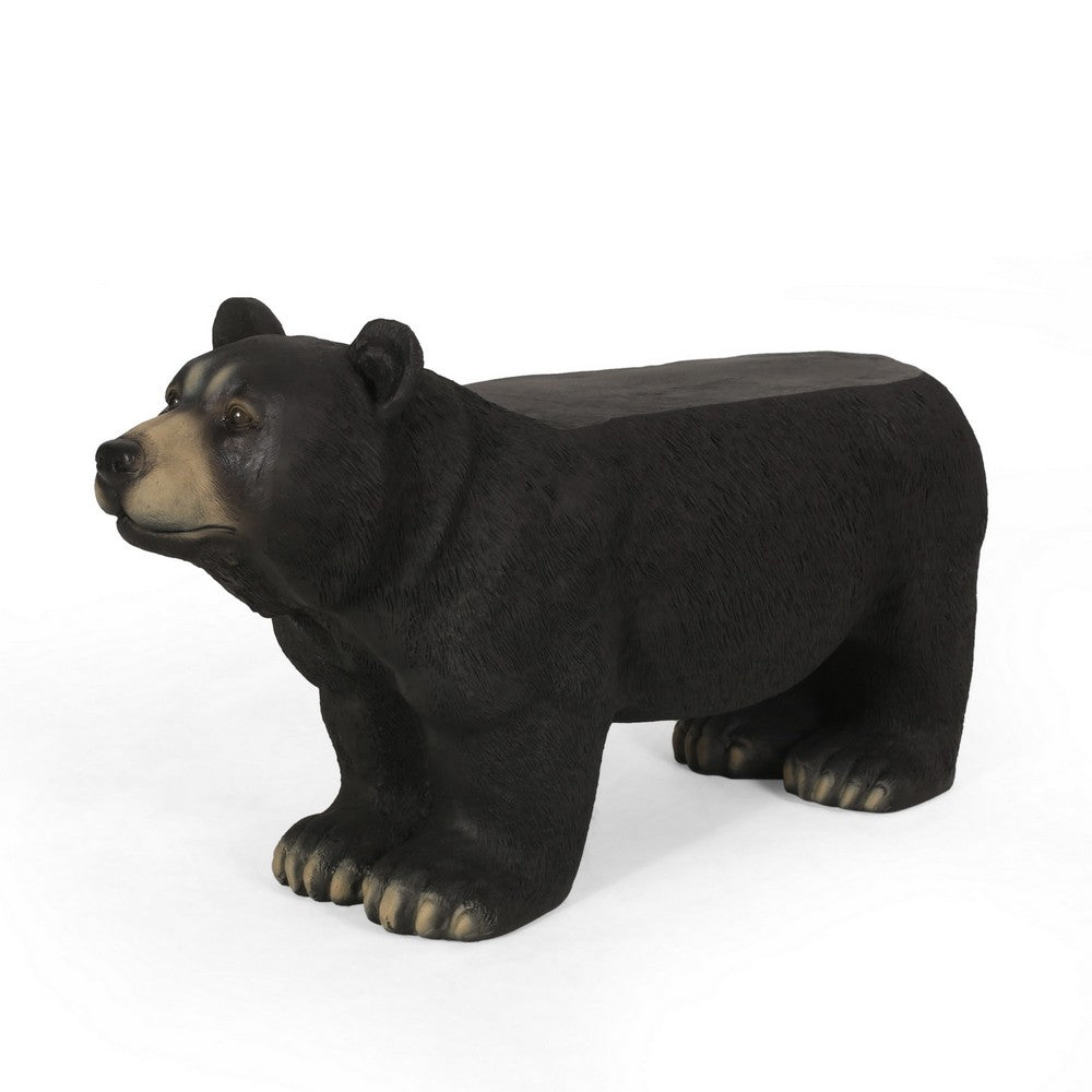 Bruno Bear Outdoor Bench | Matte Black Concrete | Single Seat | 32"