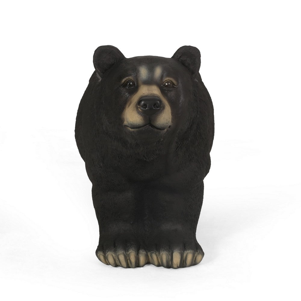 Bruno Bear Outdoor Bench | Matte Black Concrete | Single Seat | 32"