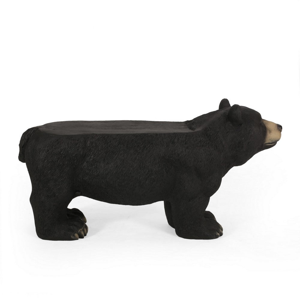 Bruno Bear Outdoor Bench | Matte Black Concrete | Single Seat | 32"
