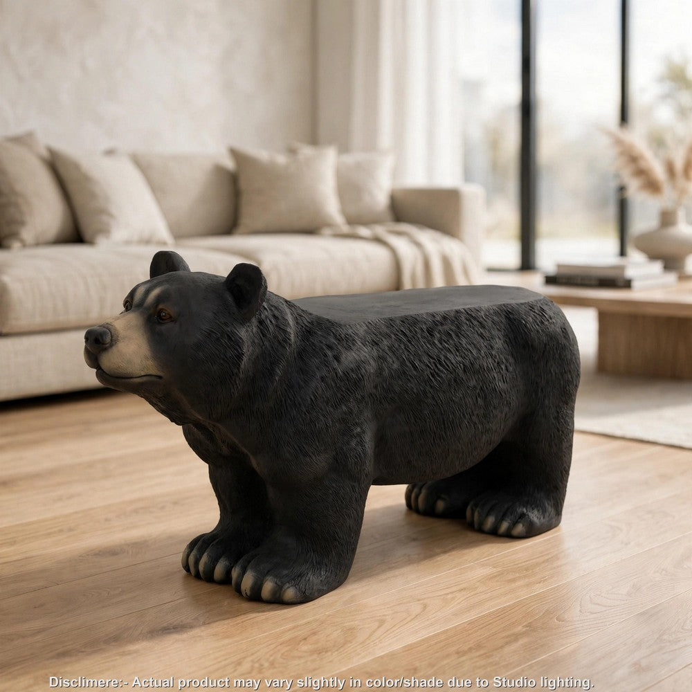 Bruno Bear Outdoor Bench | Matte Black Concrete | Single Seat | 32"