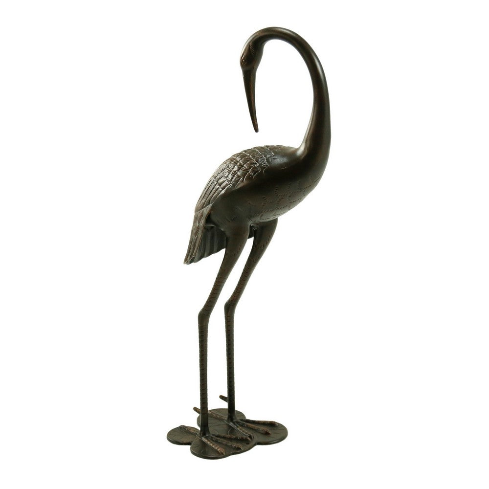 Suol Outdoor Decorative Crane Sculpture | 39" | Shiny Copper Finish Statue