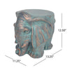 Decorative Elephant Garden Stool | Concrete | Copper Patina Finish | 13"