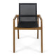 Feso Dining Chair Set of 2 | Gray Mesh Seat | Brown Teak Wood Frame