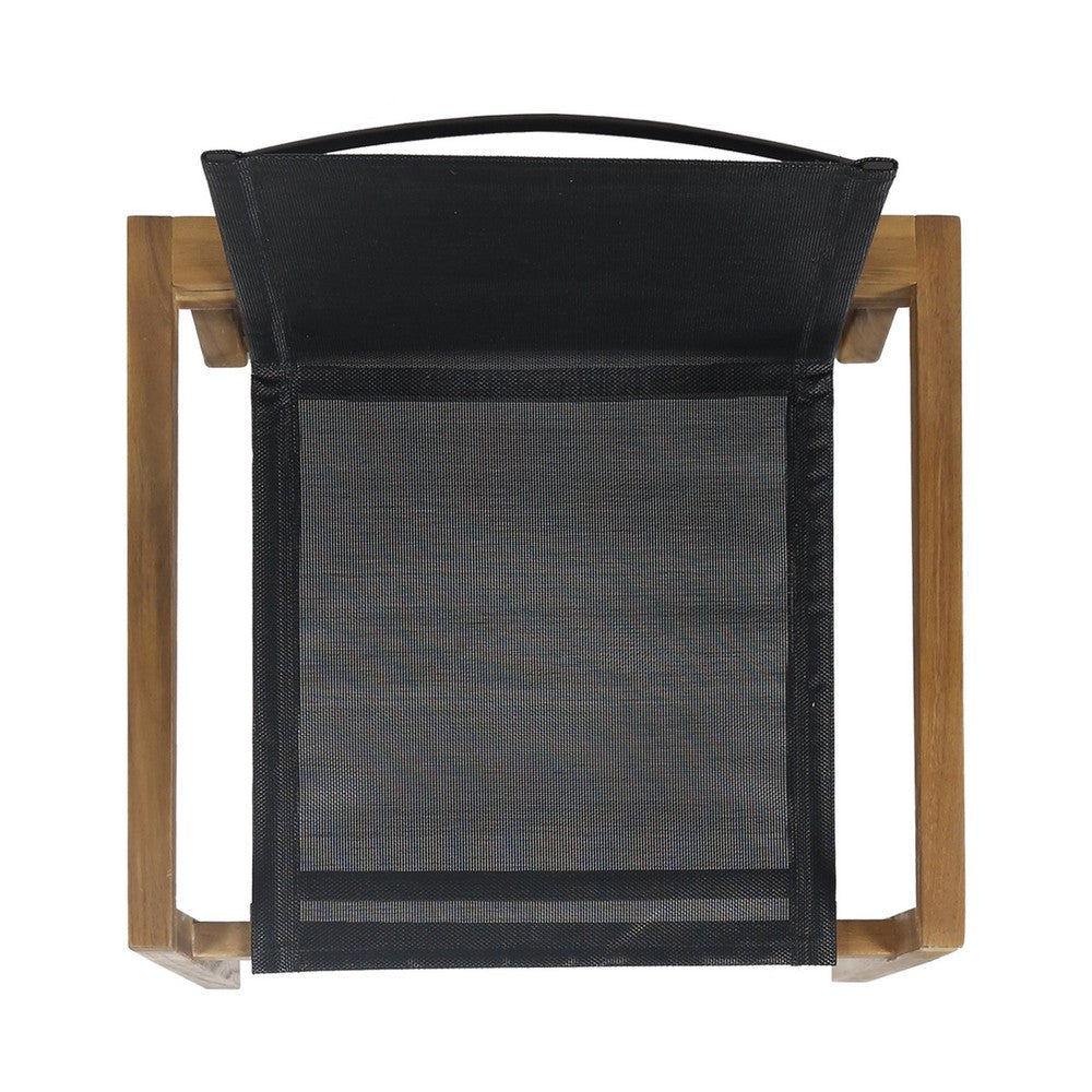 Feso Dining Chair Set of 2 | Gray Mesh Seat | Brown Teak Wood Frame