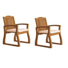 Kristi Outdoor Armchair Set of 2 | Slatted Back | Brown | Cream Cushions