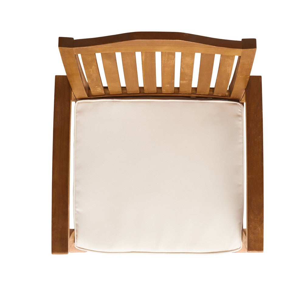 Kristi Outdoor Armchair Set of 2 | Slatted Back | Brown | Cream Cushions