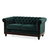 Veso Chesterfield Loveseat | Tufted Velvet | Forest Green | 60"