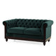 Veso Chesterfield Loveseat | Tufted Velvet | Forest Green | 60"