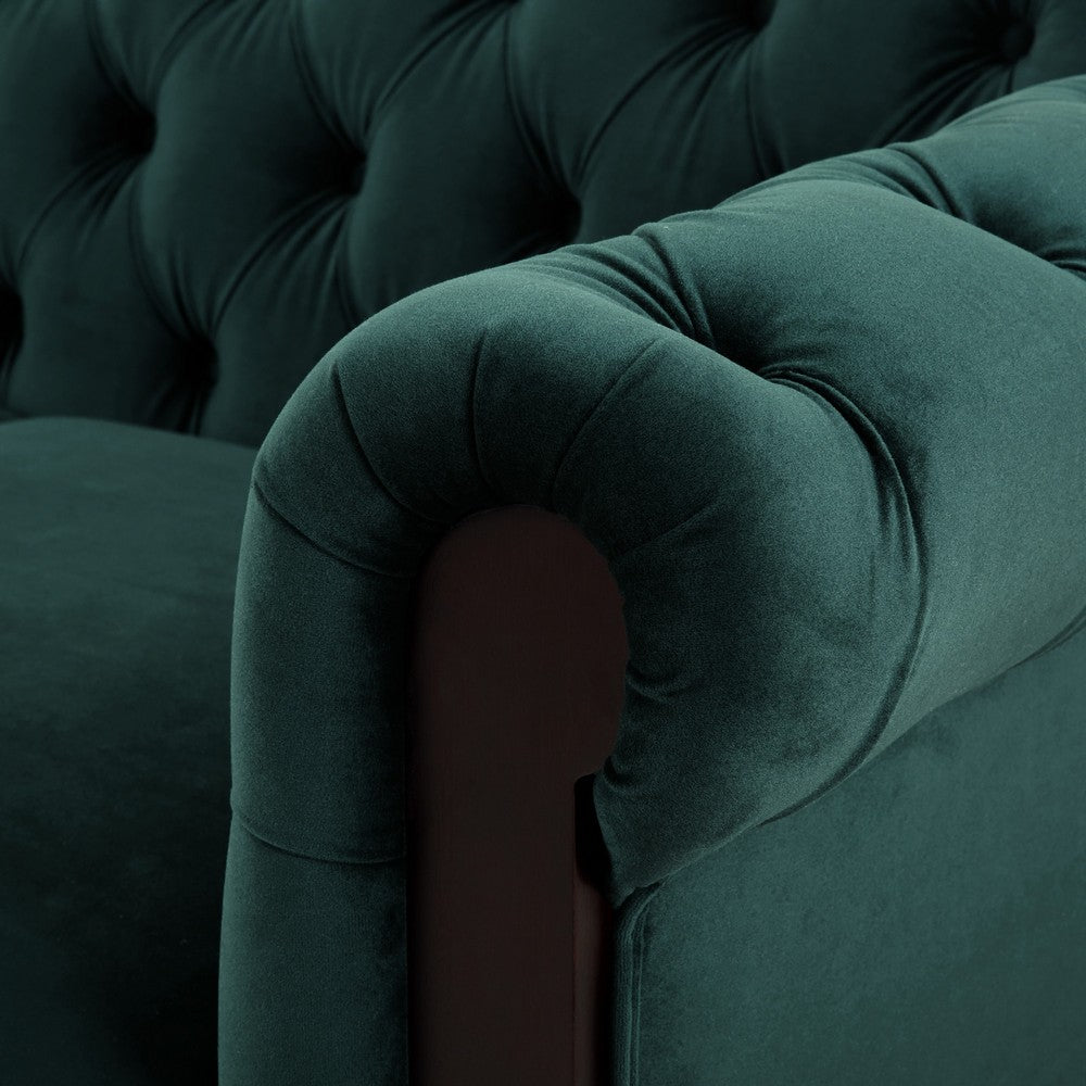 Veso Chesterfield Loveseat | Tufted Velvet | Forest Green | 60"