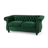 Chesterfield Loveseat | Tufted Velvet | Rolled Arms | Emerald Green | 62"