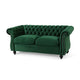 Chesterfield Loveseat | Tufted Velvet | Rolled Arms | Emerald Green | 62"