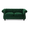 Chesterfield Loveseat | Tufted Velvet | Rolled Arms | Emerald Green | 62"