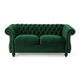 Chesterfield Loveseat | Tufted Velvet | Rolled Arms | Emerald Green | 62"