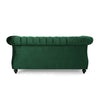 Chesterfield Loveseat | Tufted Velvet | Rolled Arms | Emerald Green | 62"