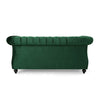 Chesterfield Loveseat | Tufted Velvet | Rolled Arms | Emerald Green | 62"
