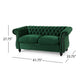 Chesterfield Loveseat | Tufted Velvet | Rolled Arms | Emerald Green | 62"