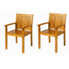 Alison Outdoor Dining Chair Set of 2 | Brown Acacia Wood | Slat Panel