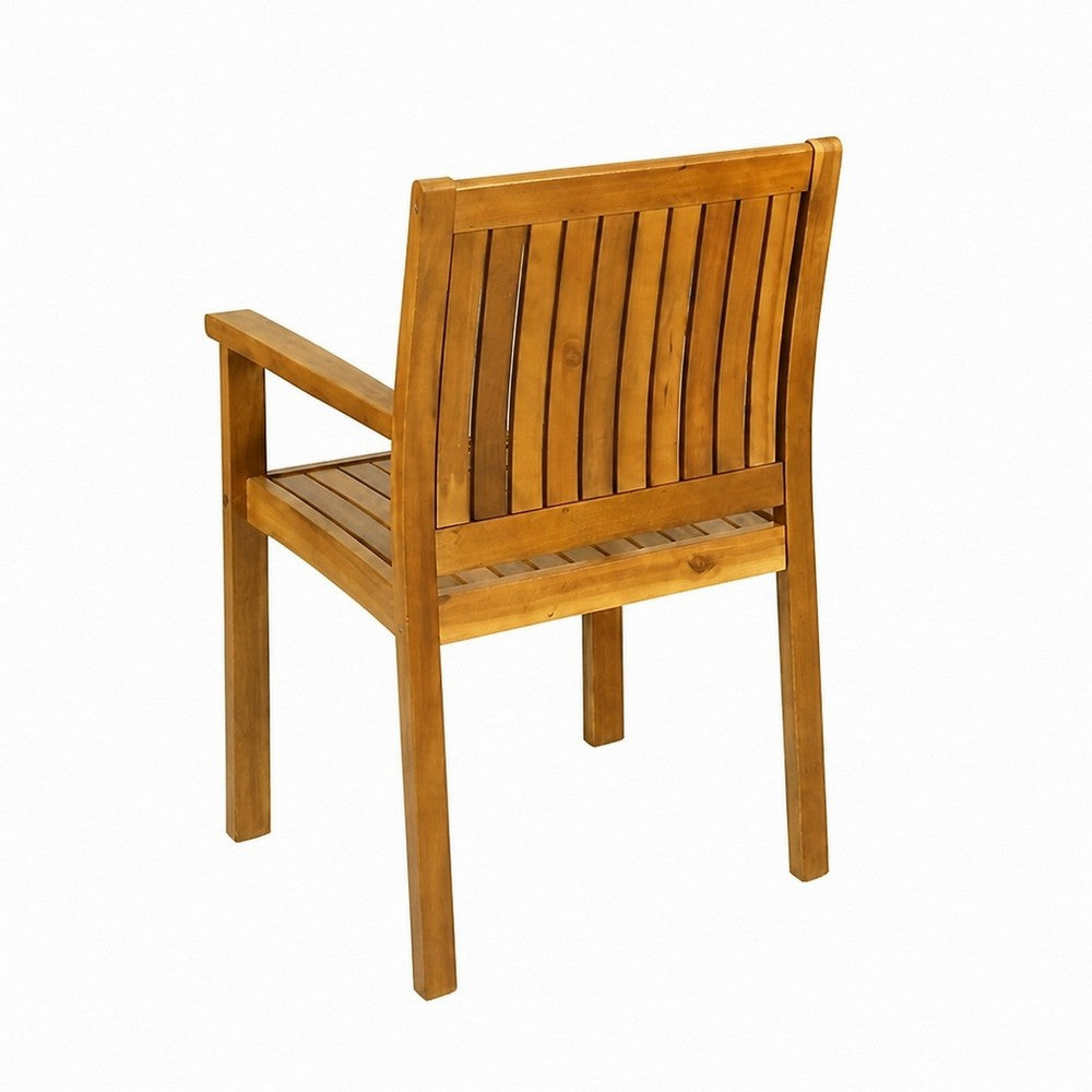 Alison Outdoor Dining Chair Set of 2 | Brown Acacia Wood | Slat Panel